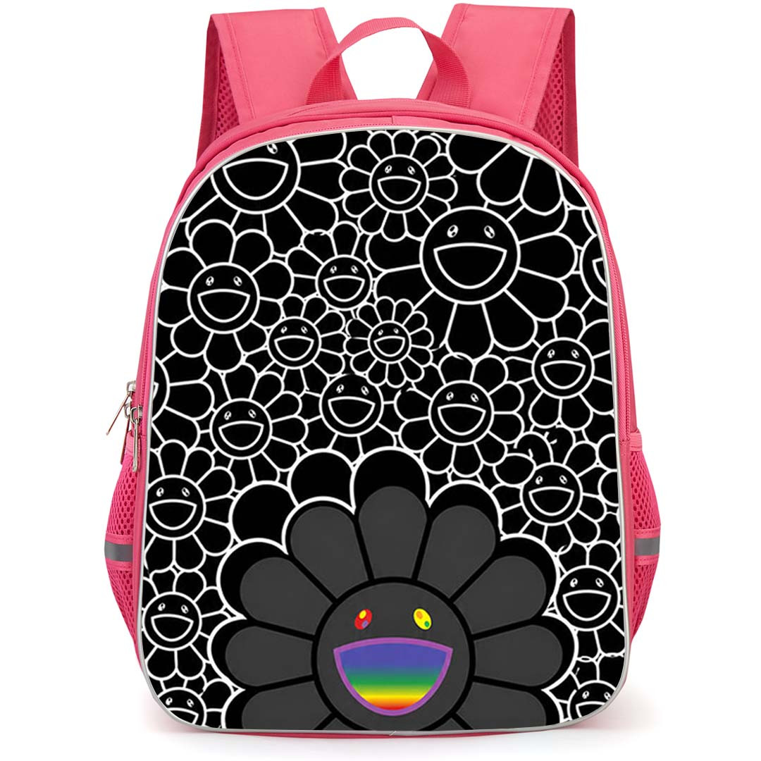 Takashi Murakami Backpack School Bag StudentPack - Takashi Murakami Black Rainbow Smiling Flower Poster