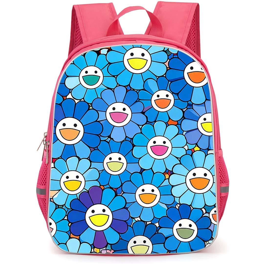 Takashi Murakami Backpack School Bag StudentPack - Takashi Murakami Blue Smiling Flower Pattern Art Poster