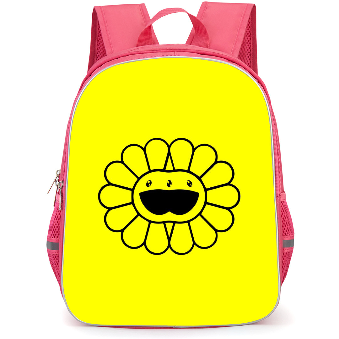 Takashi Murakami Backpack StudentPack - Takashi Murakami Doubleface Flower On Yellow Background