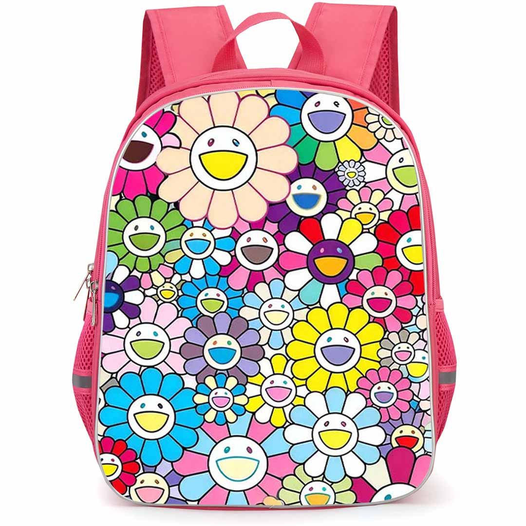 Takashi Murakami Backpack School Bag StudentPack - Takashi Murakami Rainbow Smiling Flower Garden Poster