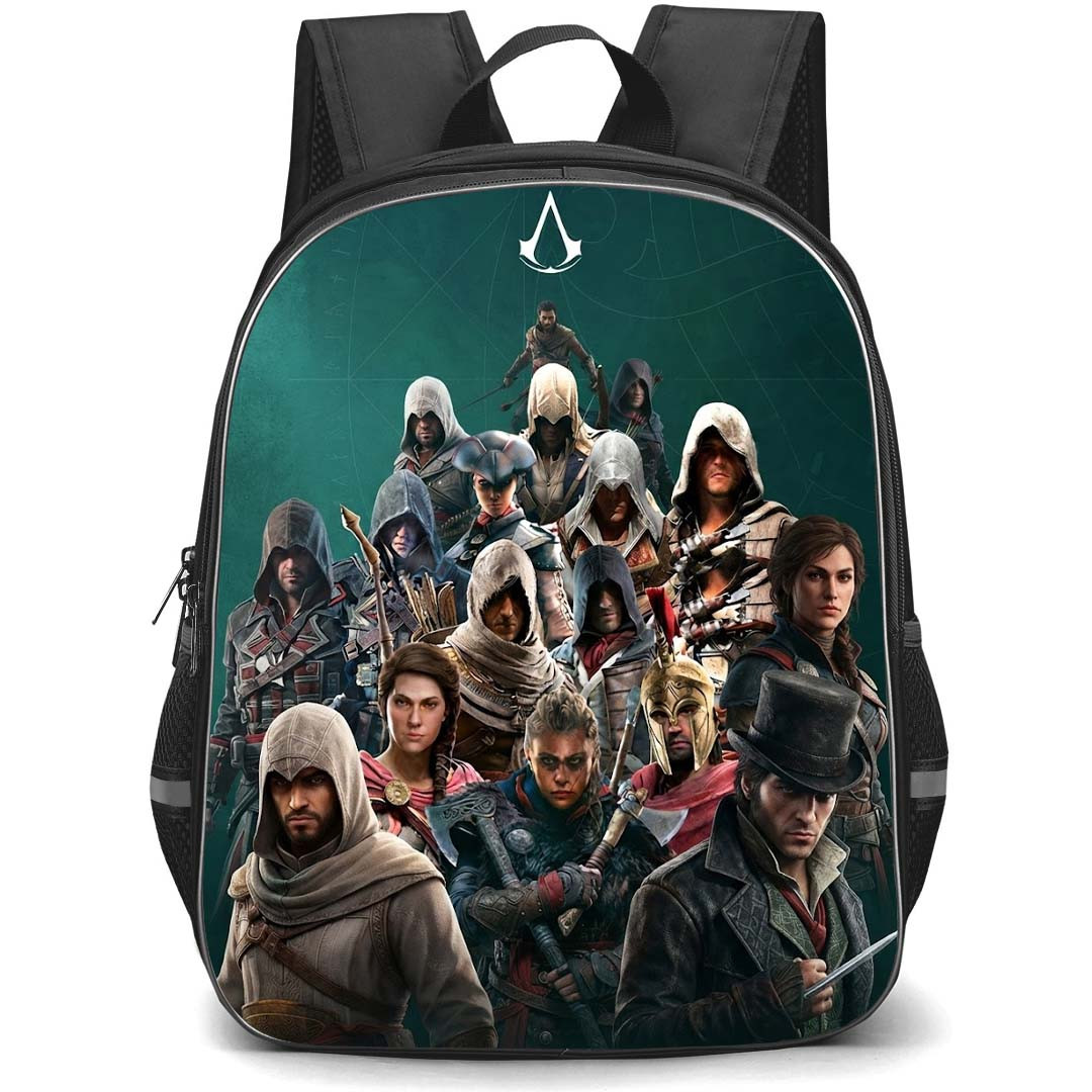 Assassins Creed Backpack School Bag StudentPack - Assassins Creed Characters Collage Poster