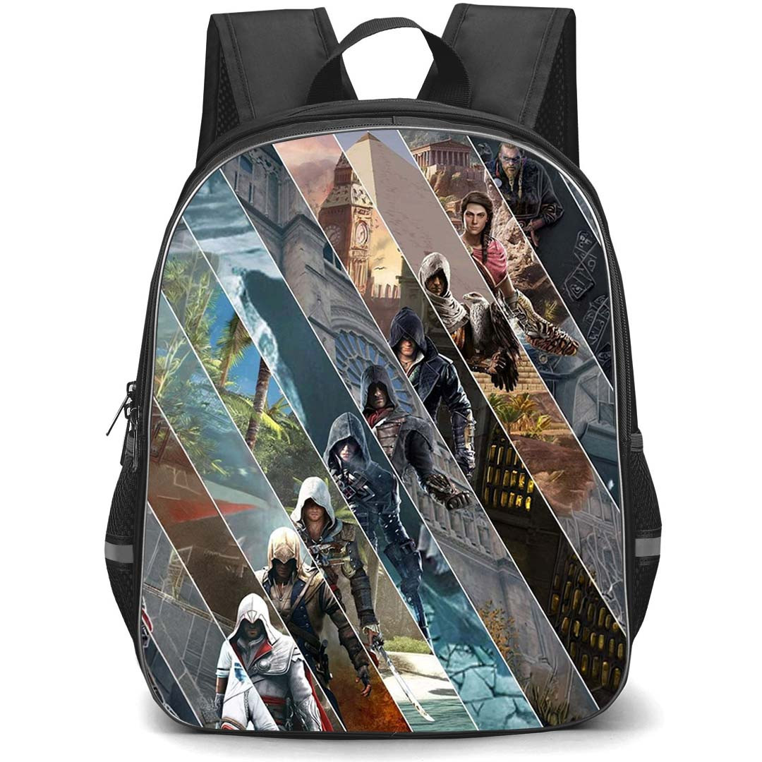 Assassins Creed Backpack School Bag StudentPack - Assassins Creed Characters Timeline Poster