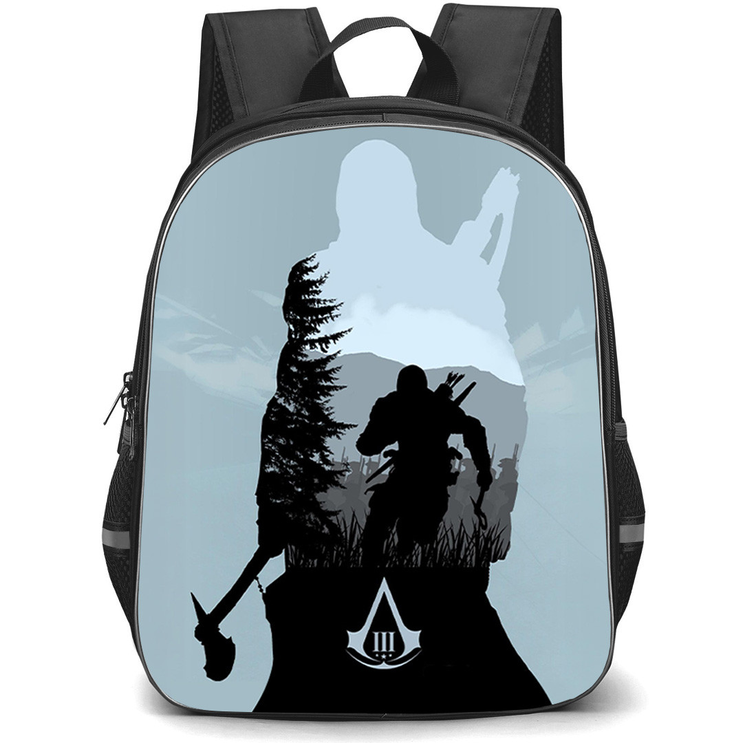 Assassins Creed Backpack School Bag StudentPack - Assassins Creed III Minimalist Silhouette Poster