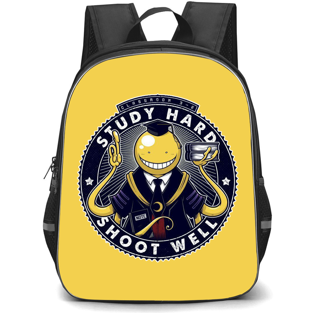 Assassination Classroom Koro-Sensei Backpack StudentPack - Koro-Sensei Study Hard Shoot Well Round Sticker