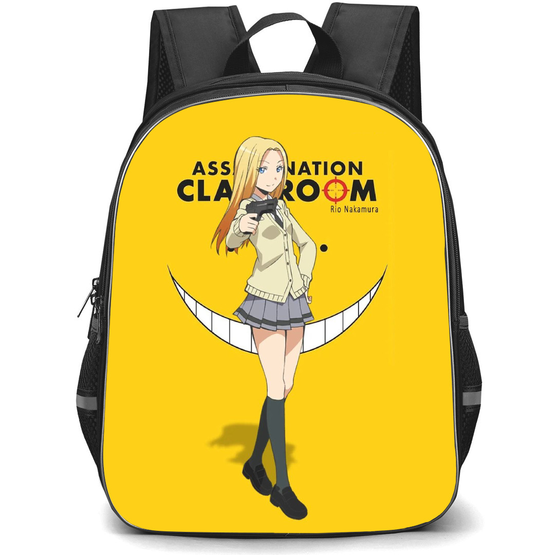 Assassination Classroom Rio Nakamura Backpack StudentPack - Rio Nakamura Standing On Yellow Background
