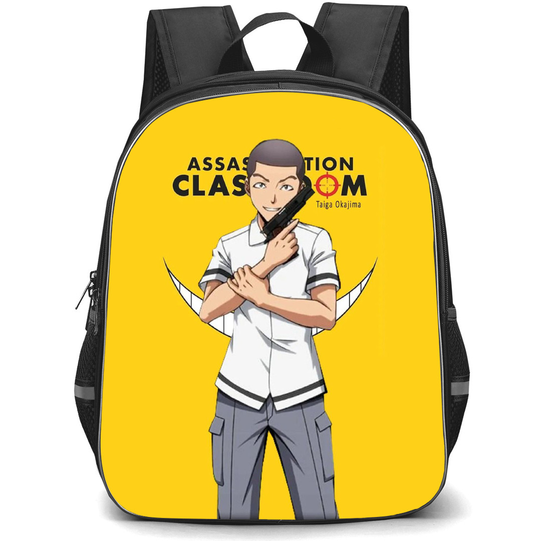 Assassination Classroom Taiga Okajima Backpack StudentPack - Taiga Okajima Standing On Yellow Background