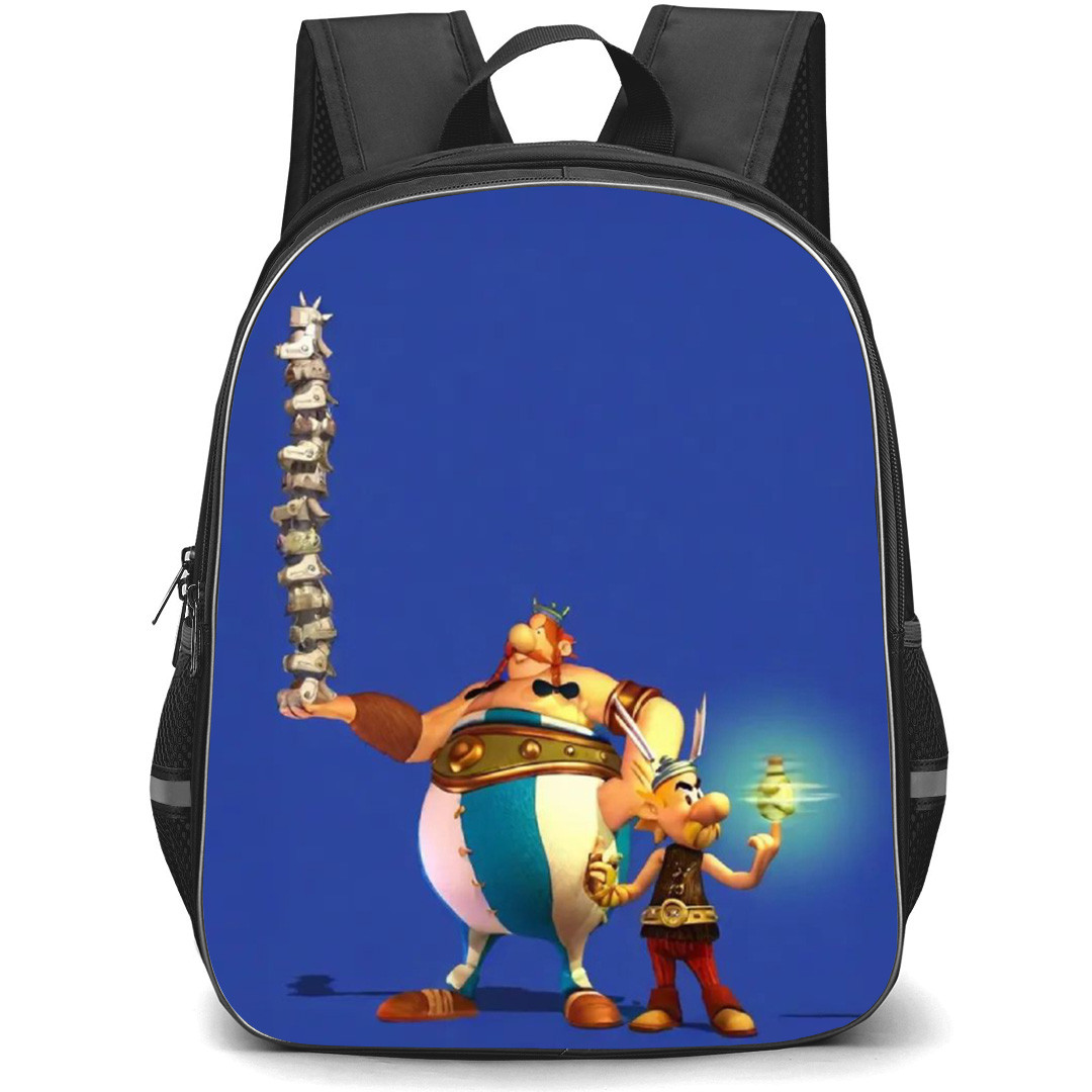 Asterix And Obelix Backpack School Bag StudentPack - Fierce Portrait In Blue Background