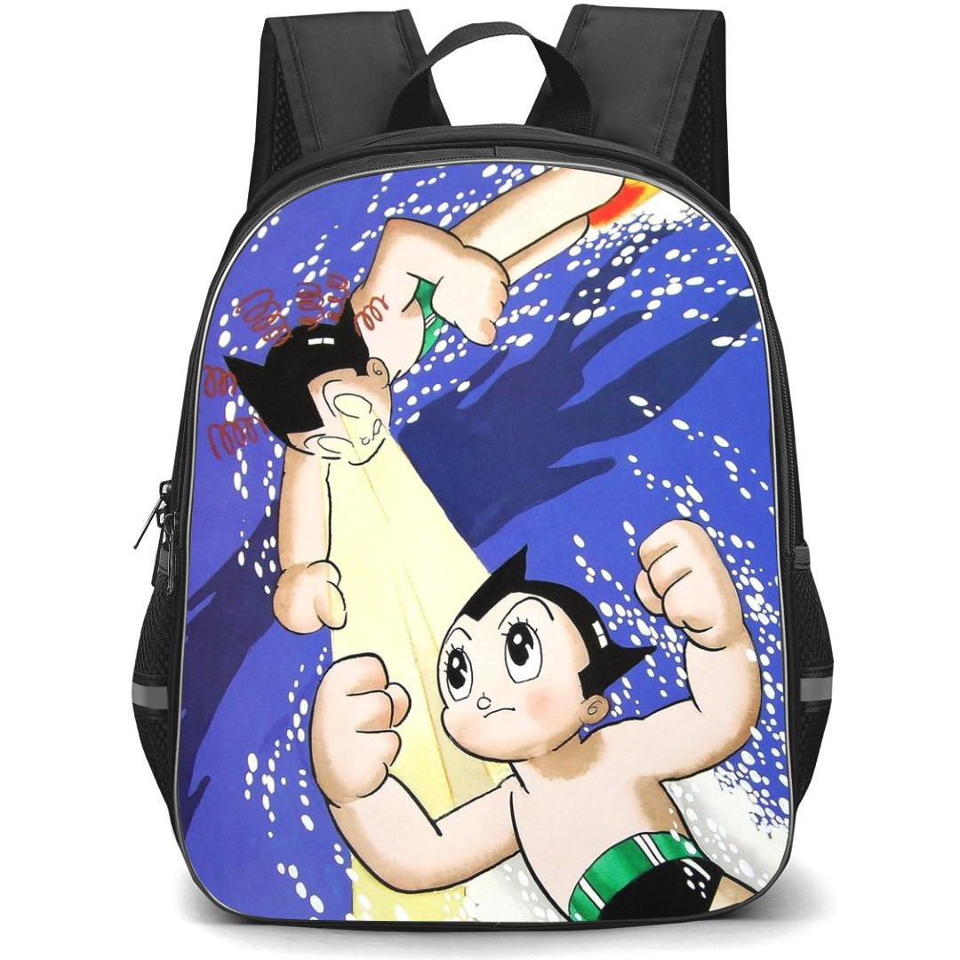 Astro Boy Backpack StudentPack - Astro Boy Versus Astro Boy Flying And Punching Illustration