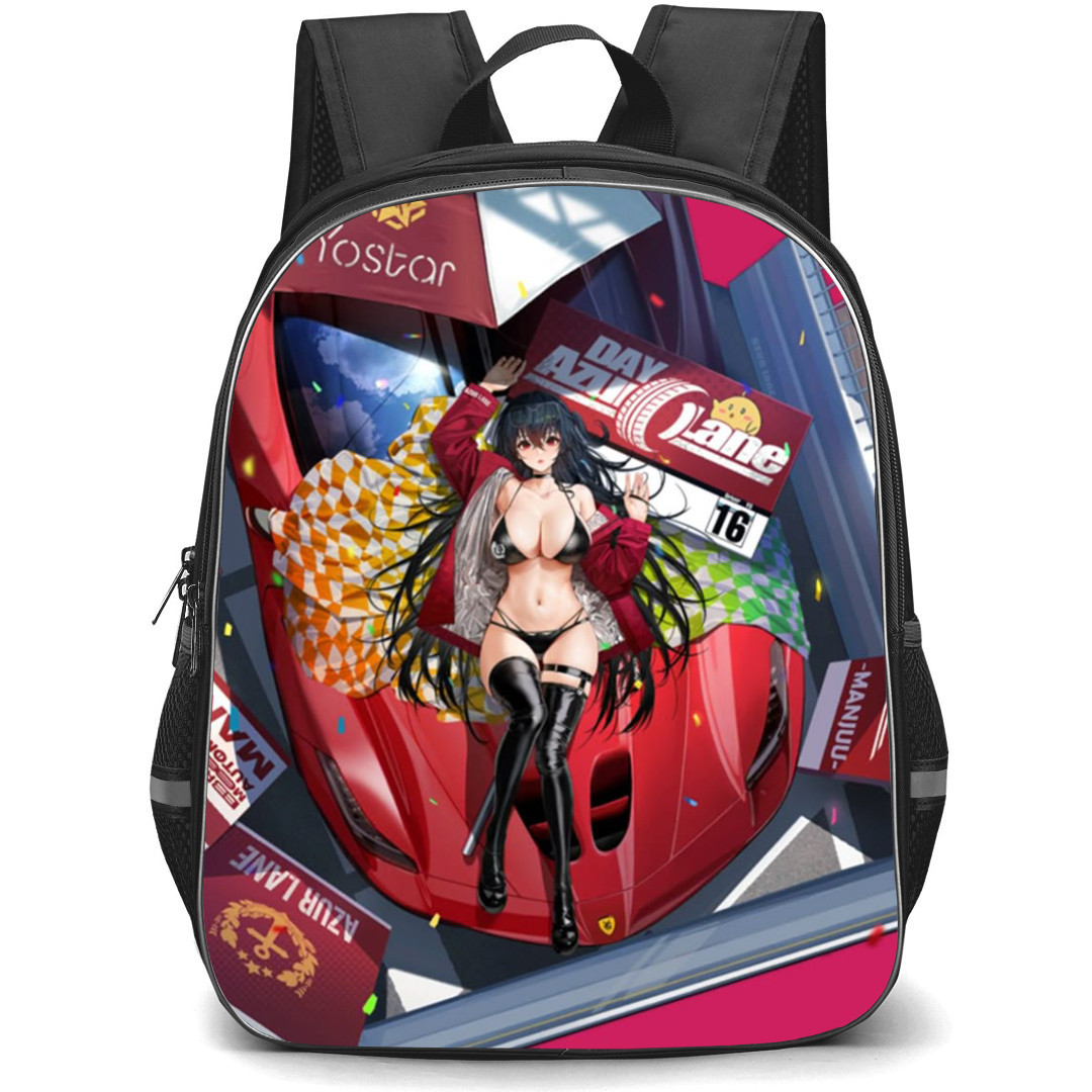 Azur Lane Taihou Backpack StudentPack - Taihou Race Queen Laying On Red Ferrari Illustration Art