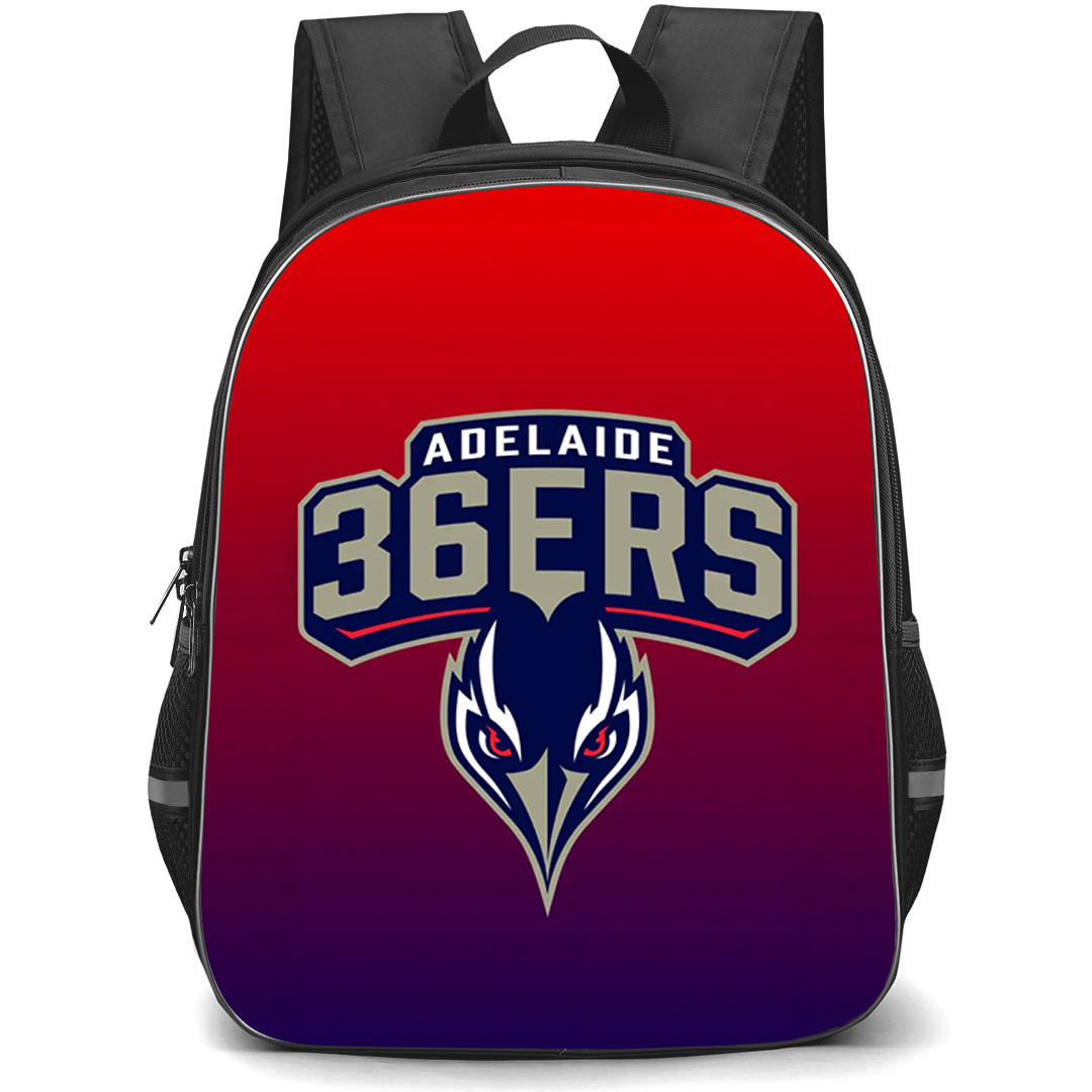 National Basketball League Adelaide 36ers Backpack School Bag StudentPack - Adelaide 36ers Logo On Red Blue Background