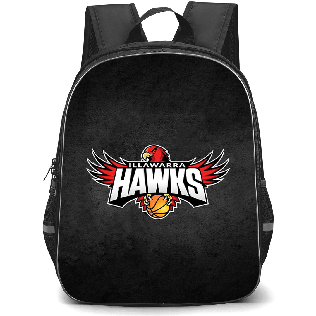 National Basketball League Illawarra Hawks Backpack School Bag StudentPack - Illawarra Hawks Logo On Dark Background