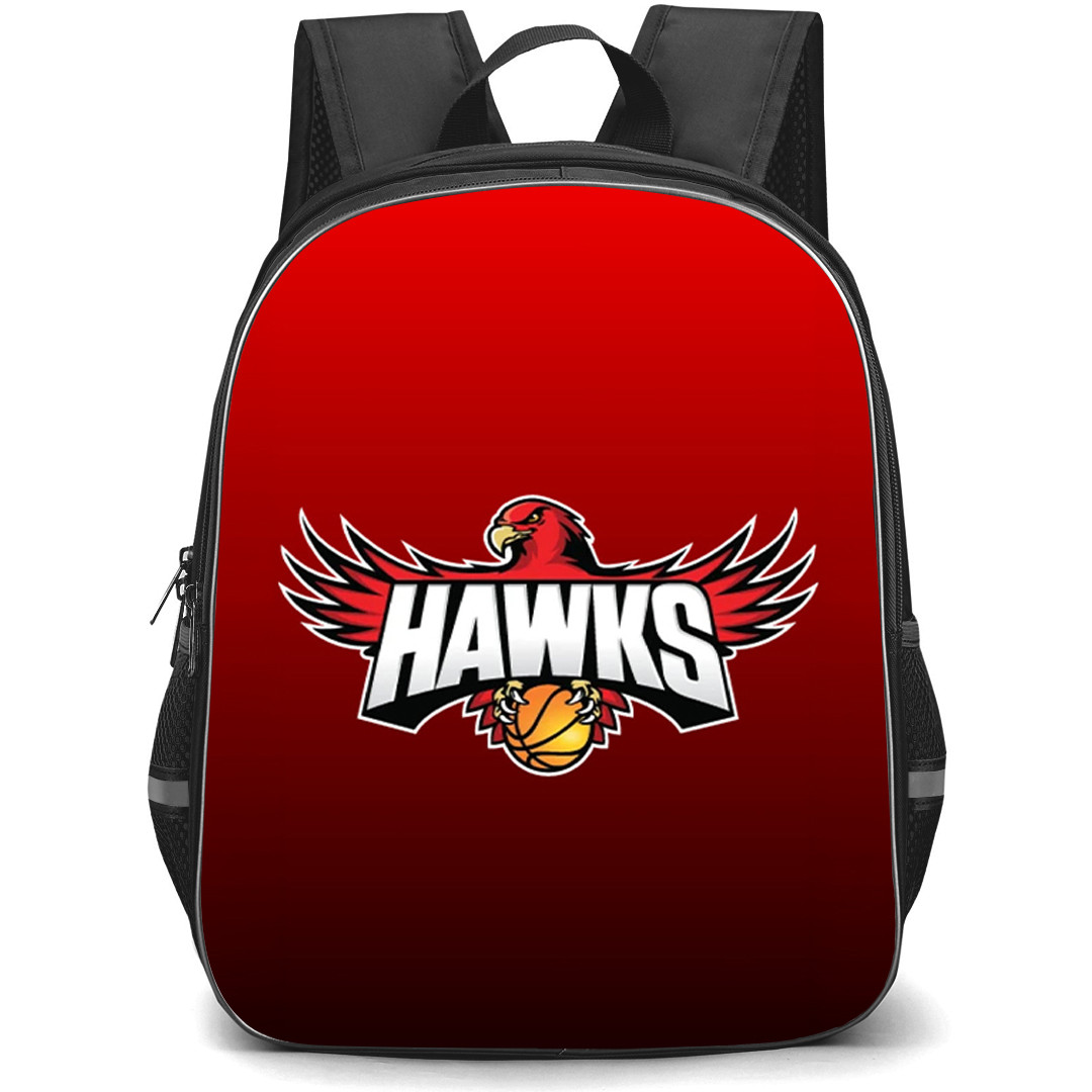 National Basketball League Illawarra Hawks Backpack School Bag StudentPack - Illawarra Hawks Logo On Red Black Background