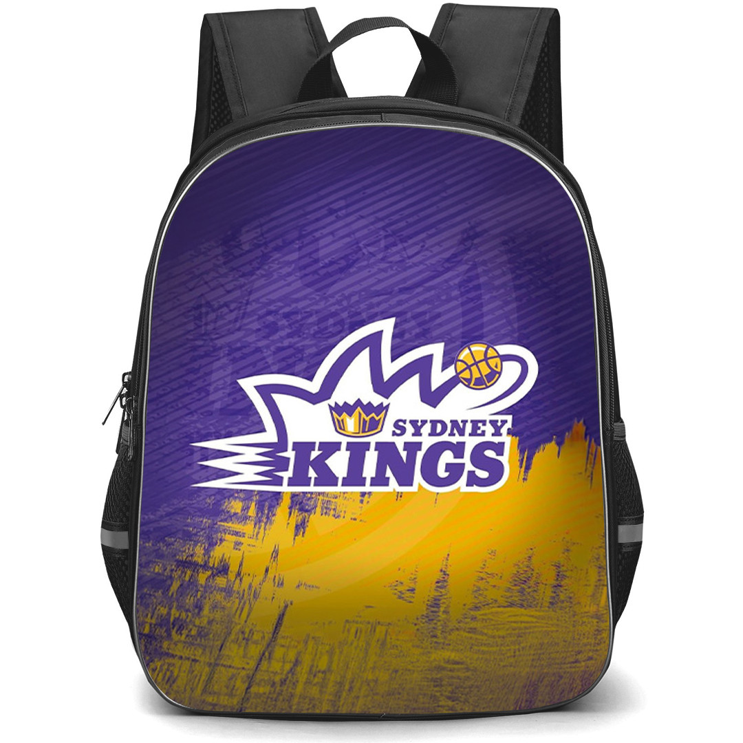 National Basketball League Sydney Kings Backpack School Bag StudentPack - Sydney Kings Logo On Purple Yellow Background