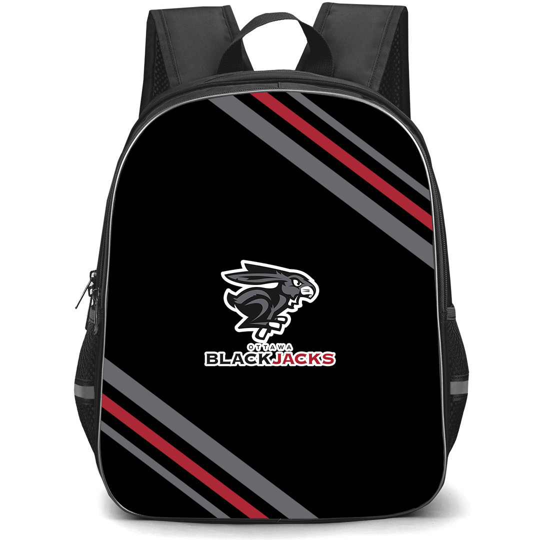 Ottawa BlackJacks Backpack School Bag StudentPack - Ottawa BlackJacks Large Logo With Stripe