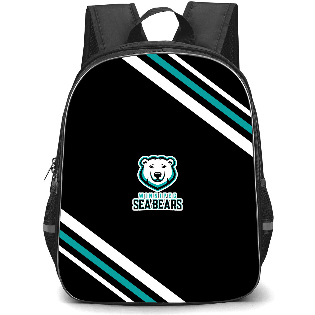 Winnipeg Sea Bears Backpack School Bag StudentPack - Winnipeg Sea Bears Large Logo With Stripe
