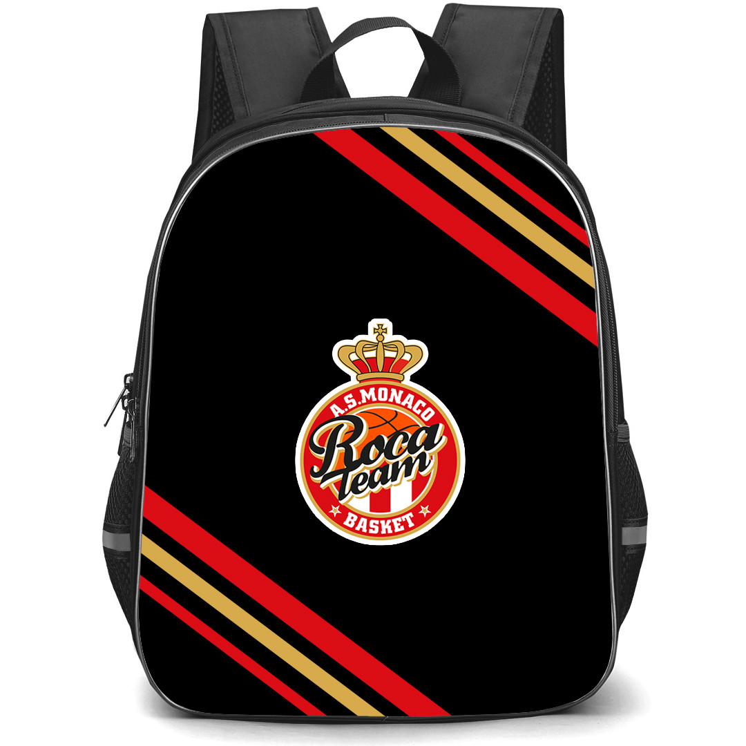 AS Monaco Basket Backpack School Bag StudentPack - Large Logo With Stripes