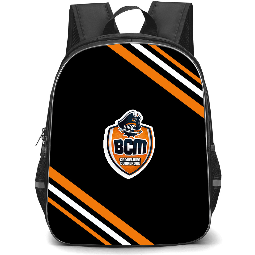 Basket Club Maritime Gravelines-Dunkerque Backpack School Bag StudentPack - Large Logo With Stripe