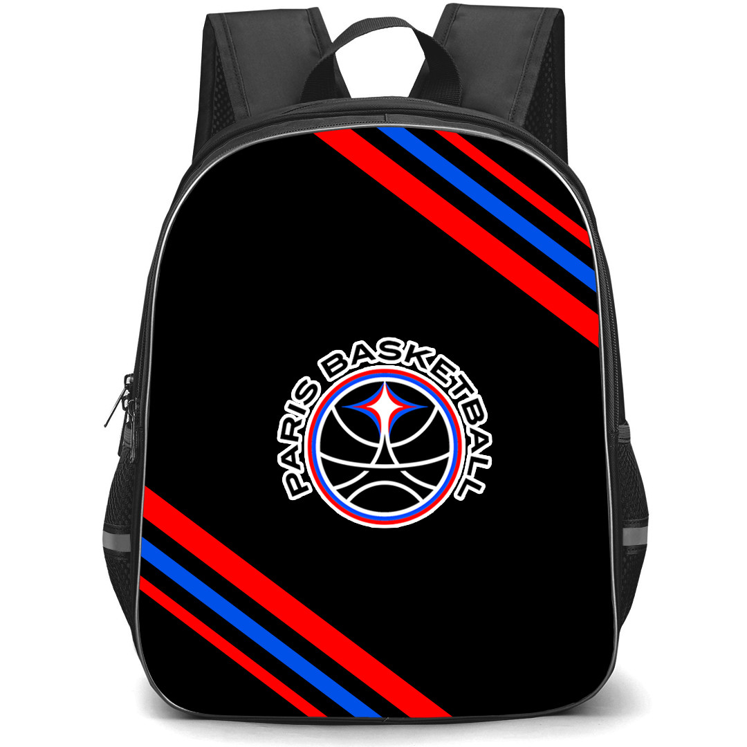 Paris Basketball Backpack School Bag StudentPack - Large Logo With Stripes