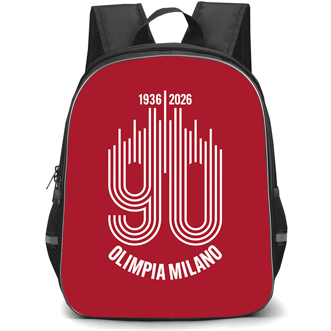 Pallacanestro Olimpia Milano Backpack School Bag StudentPack - Pallacanestro Olimpia Milano 90th Anniversary Logo On Red Background