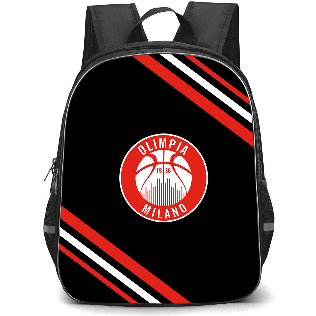Pallacanestro Olimpia Milano Backpack School Bag StudentPack - Large Logo With Stripe Background