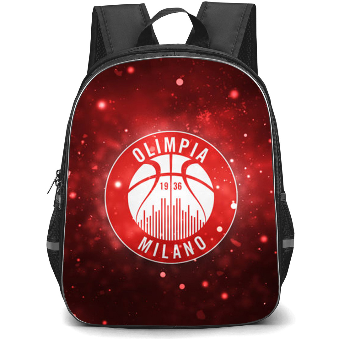 Pallacanestro Olimpia Milano Backpack School Bag StudentPack - Pallacanestro Olimpia Milano Logo On Red Blurred Lights Background