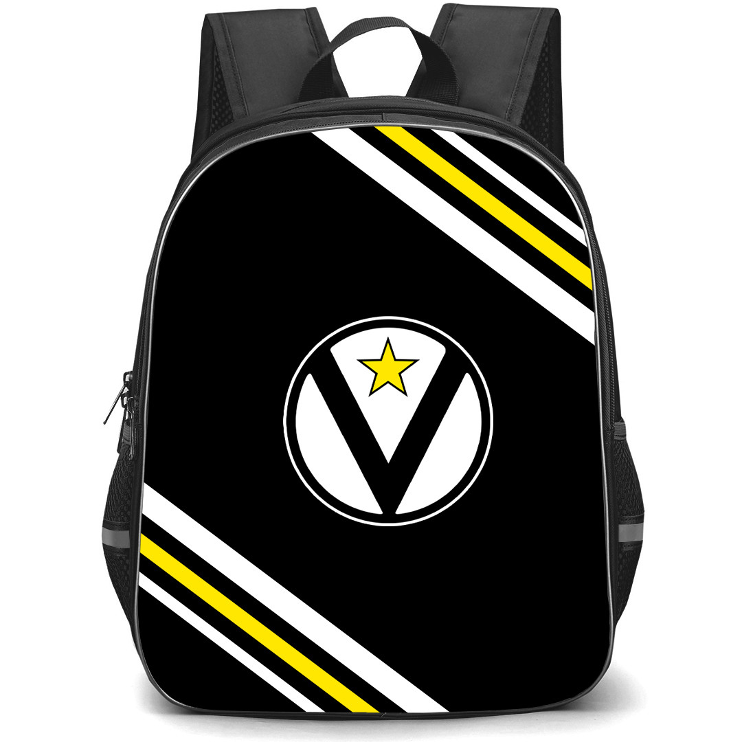 Virtus Pallacanestro Bologna Backpack School Bag StudentPack - Large Logo With Stripe Background