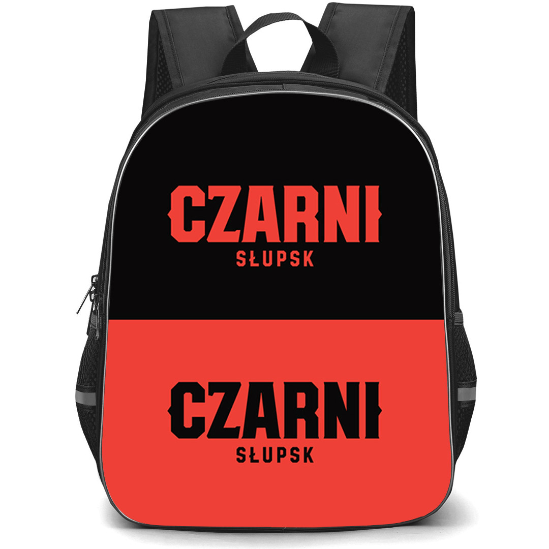 Czarni Slupsk Backpack School Bag StudentPack - Czarni Slupsk Logo On Red Black Background