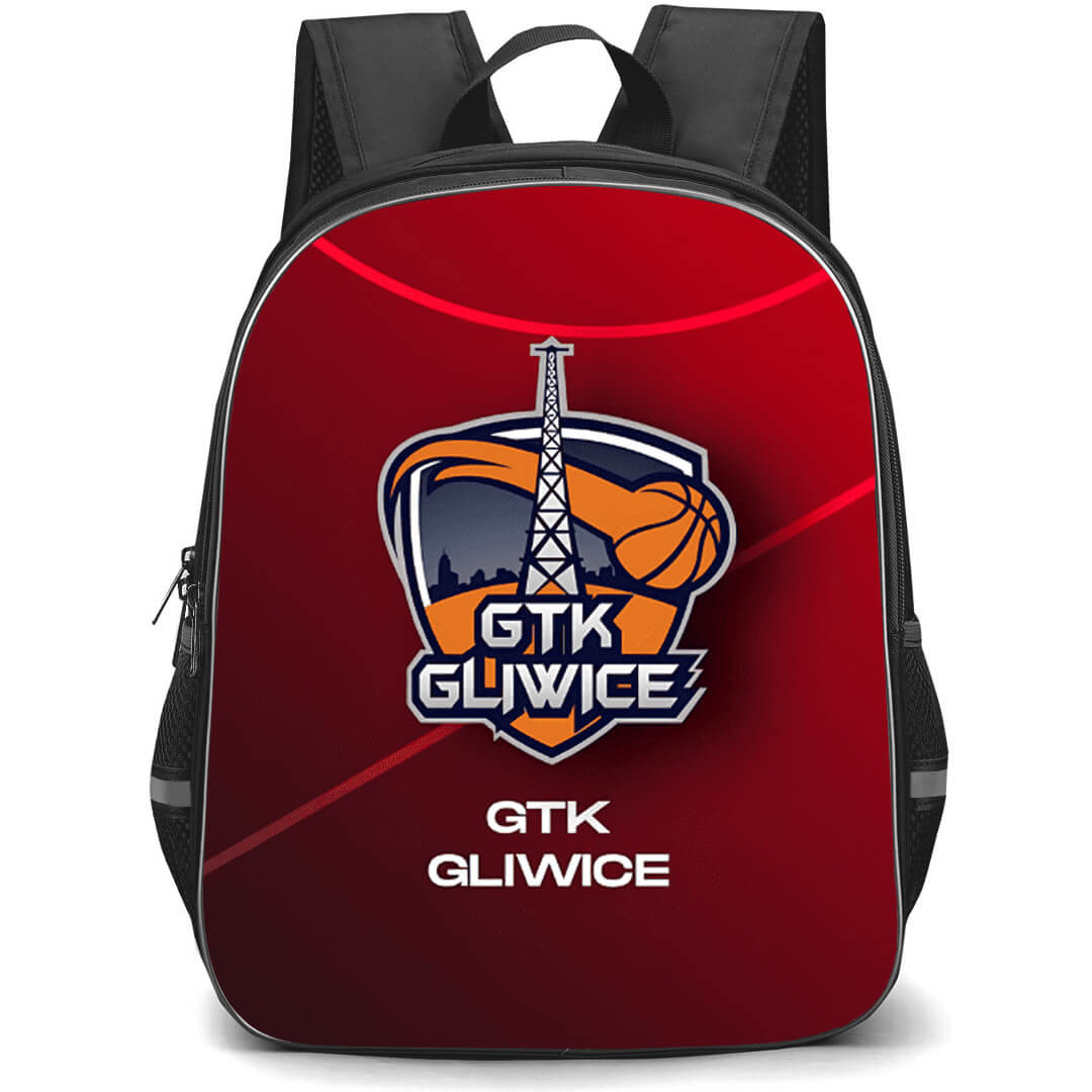 GTK Gliwice Backpack School Bag StudentPack - GTK Gliwice Logo On Dark Red Background