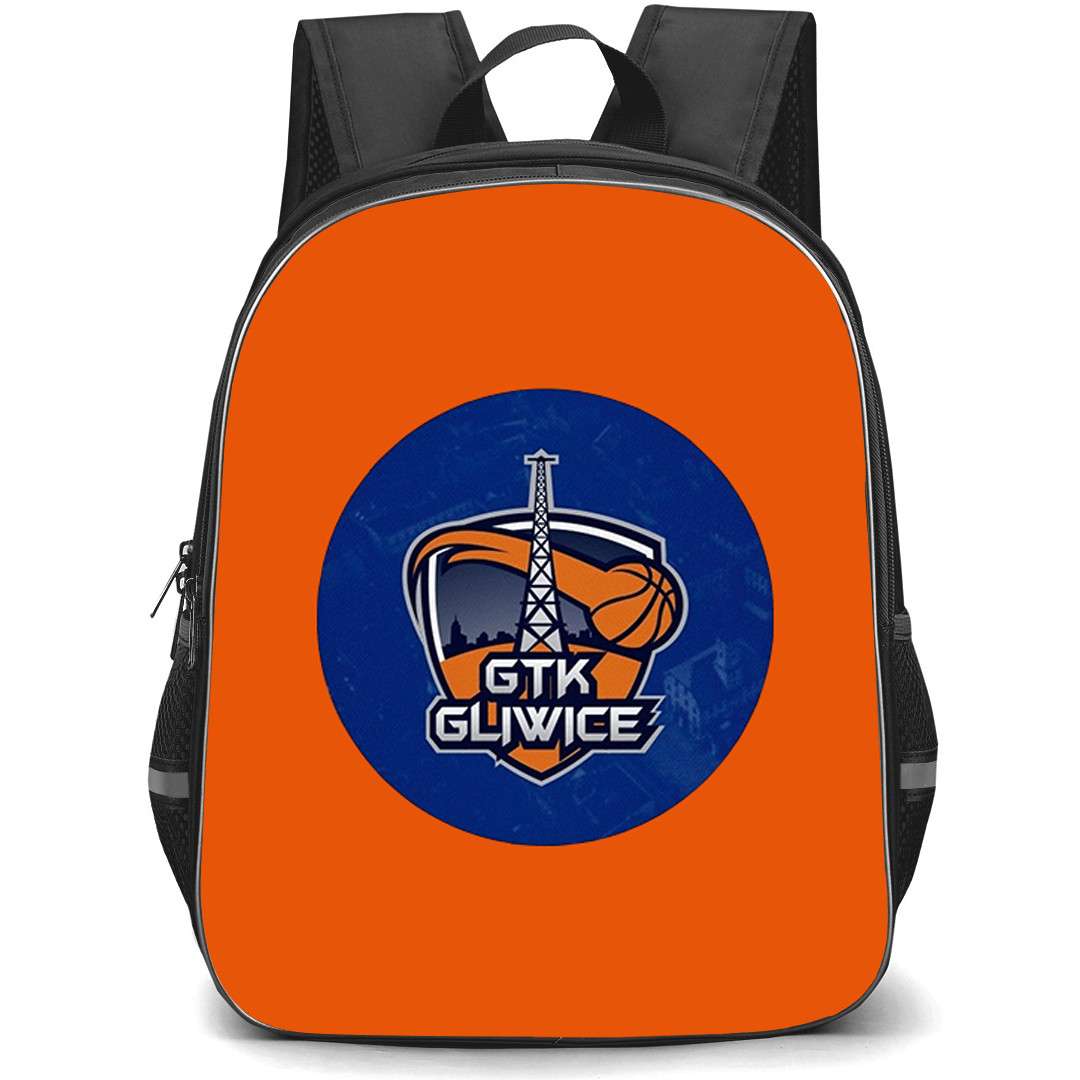 GTK Gliwice Backpack School Bag StudentPack - GTK Gliwice Logo On Round Blue Orange Background