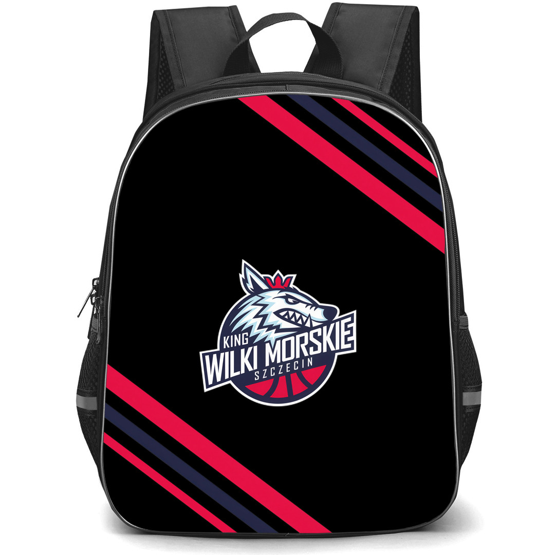 King Wilki Morskie Szczecin Backpack School Bag StudentPack - Large Logo With Stripe