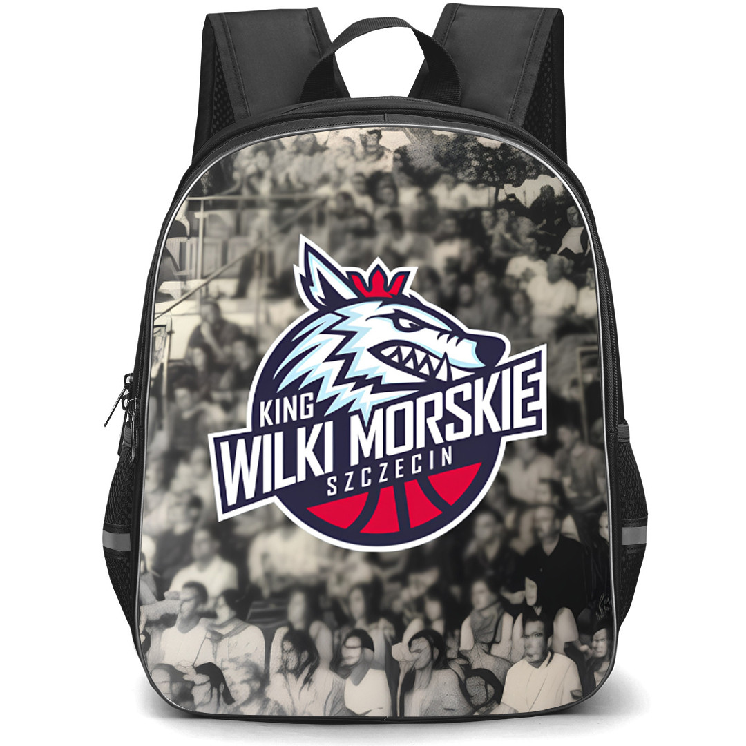 King Wilki Morskie Szczecin Backpack School Bag StudentPack - King Wilki Morskie Szczecin Logo On Audience Background