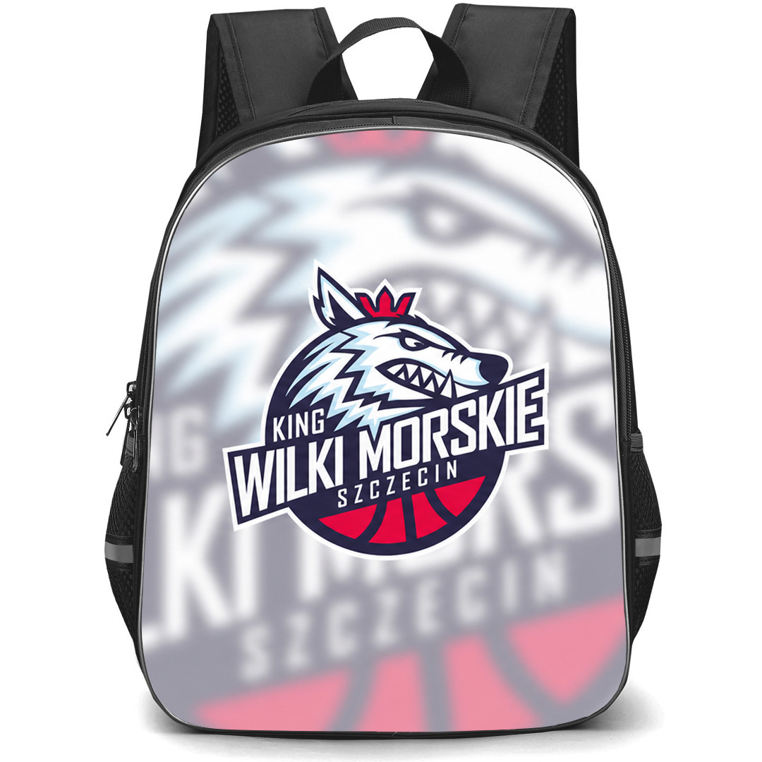 King Wilki Morskie Szczecin Backpack School Bag StudentPack - King Wilki Morskie Szczecin Logo On Blur Background