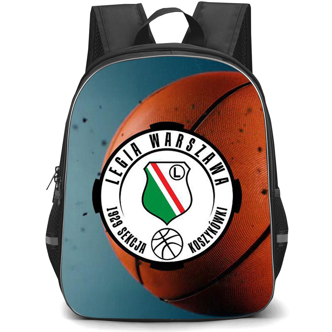 Legia Warszawa Backpack School Bag StudentPack - Legia Warszawa Logo On Basketball Background