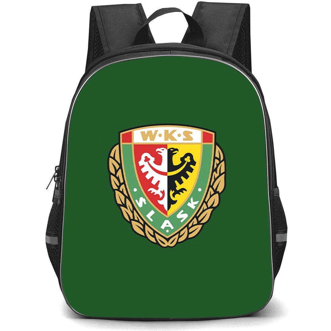 Slask Wroclaw Backpack School Bag StudentPack - Slask Wroclaw Logo On Green Background