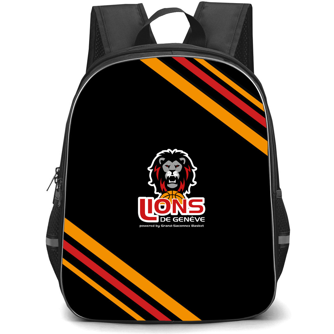 Lions de Geneve Backpack School Bag StudentPack - Lions de Geneve Large Logo With Stripe