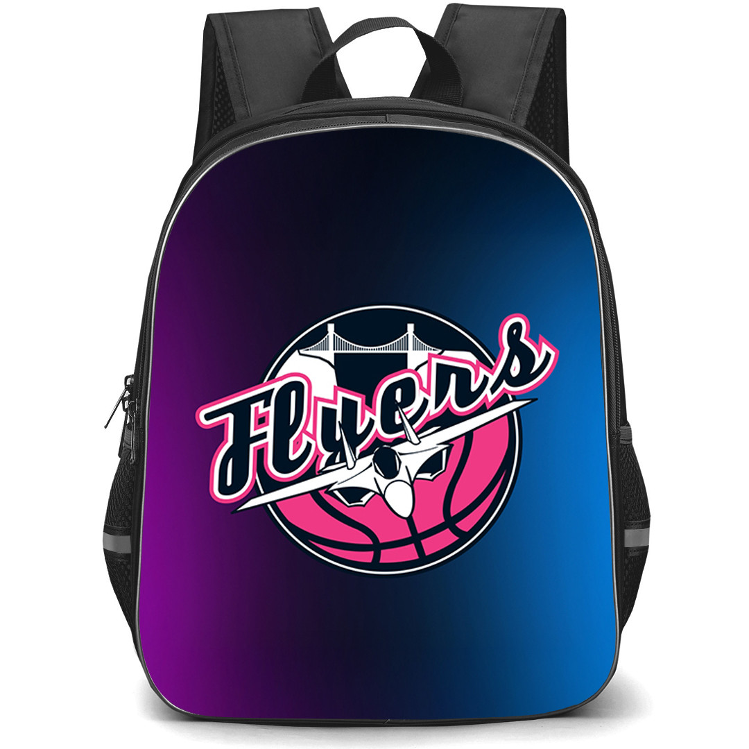 Bristol Flyers Backpack School Bag StudentPack - Bristol Flyers Logo On Pink Violet Gradient Background