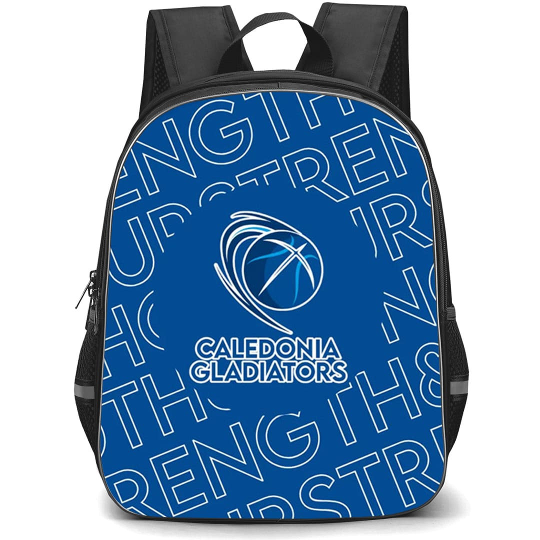 Caledonia Gladiators Backpack School Bag StudentPack - Caledonia Gladiators Logo Word Art Blue Background
