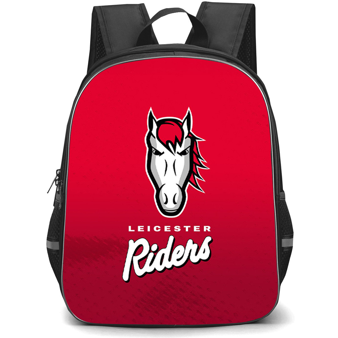 Leicester Riders Backpack School Bag StudentPack - Leicester Riders Logo Symbol On Red Background