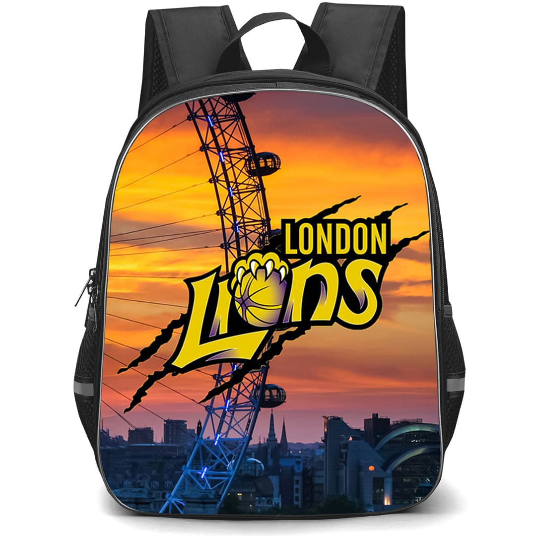 London Lions Backpack School Bag StudentPack - London Lions Logo On City Background