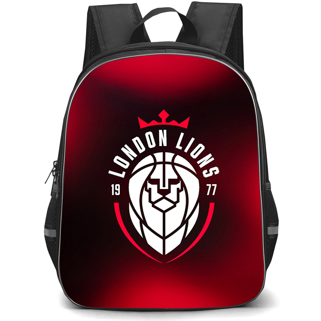 London Lions Backpack School Bag StudentPack - London Lions Logo On Red Black Gradient Background