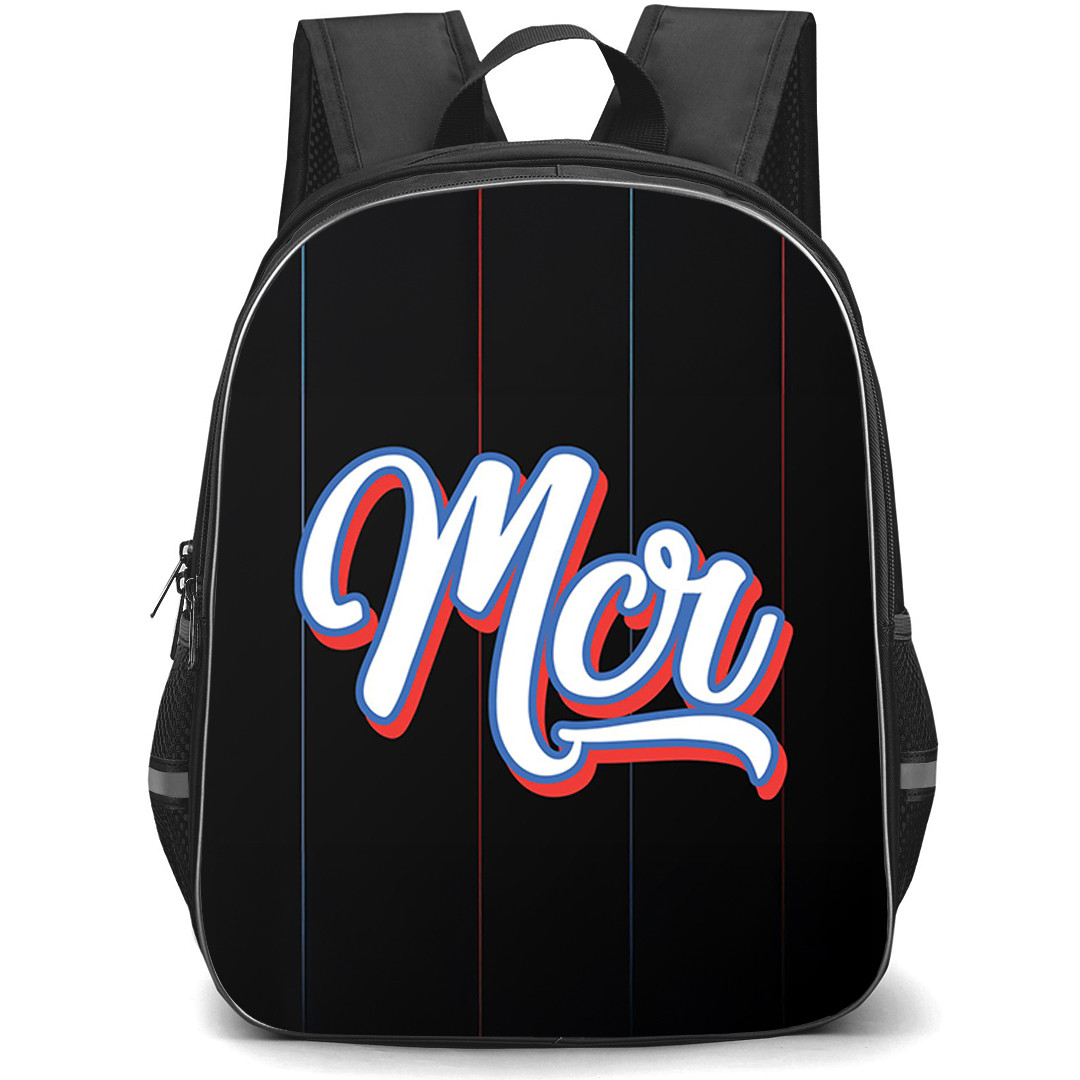 Manchester Basketball Backpack School Bag StudentPack - Manchester Basketball Lettering Logo On Black Background