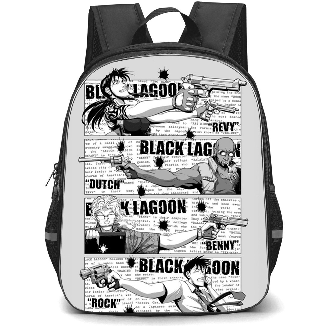 Black Lagoon Backpack School Bag StudentPack - Black Lagoon Gun Squad Newspaper Poster