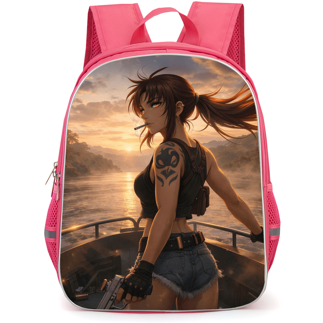 Black Lagoon Revy Backpack School Bag StudentPack - Revy Smoking On A Boat At Sunset Poster