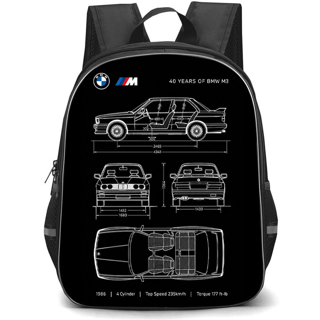 BMW Backpack School Bag StudentPack - BMW BMW M3 E30 Blueprint Poster