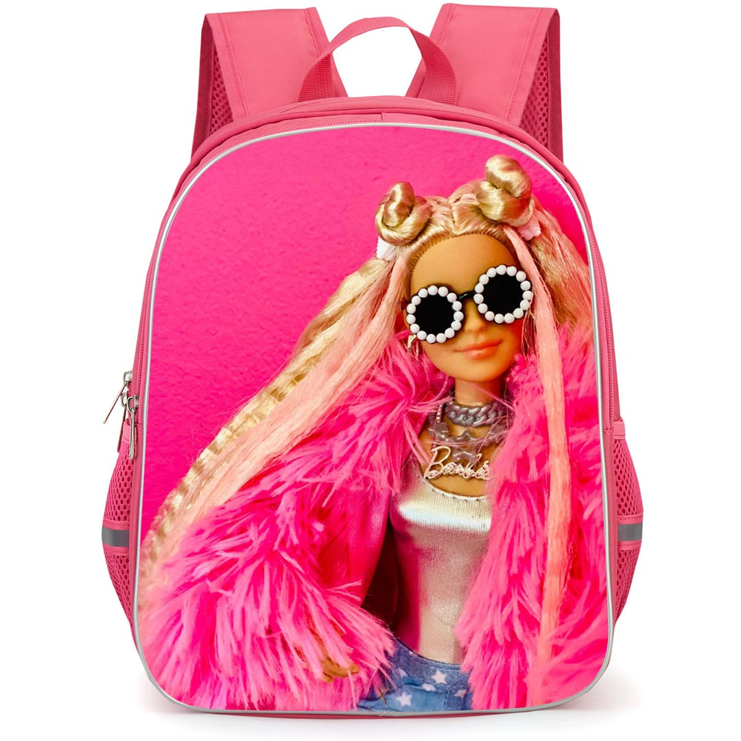 Barbie Backpack StudentPack - Barbie With Fur Jacket And Shades Realistic Art