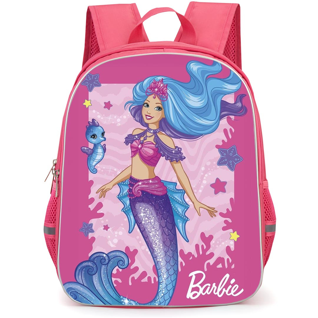 Barbie Backpack StudentPack - Mermaid Barbie Purple Tail Seahorse Cartoon Art