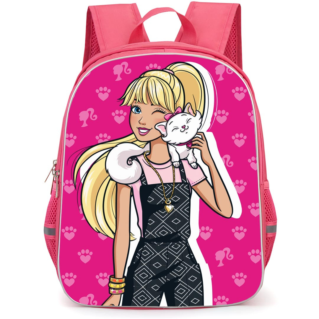 Barbie Backpack StudentPack - Barbie With Pet Cat Cartoon Art