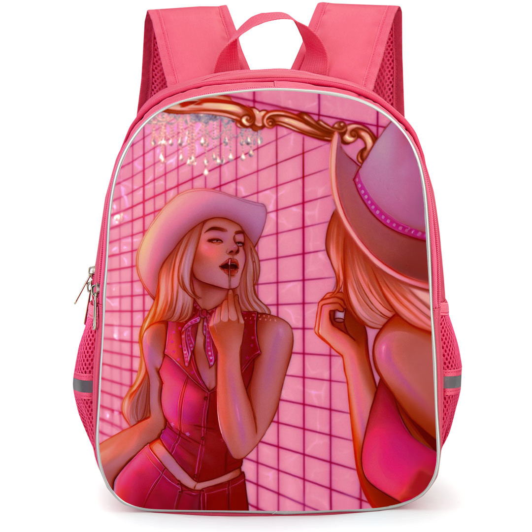 Barbie Backpack StudentPack - Barbie Putting On Lipstick Illustration
