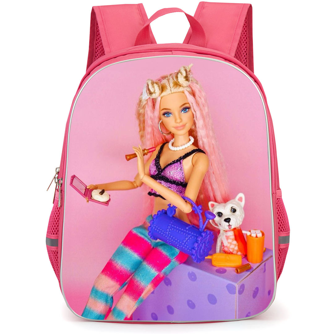 Barbie Backpack StudentPack - Barbie Sitting With Small Dog Realistic Art
