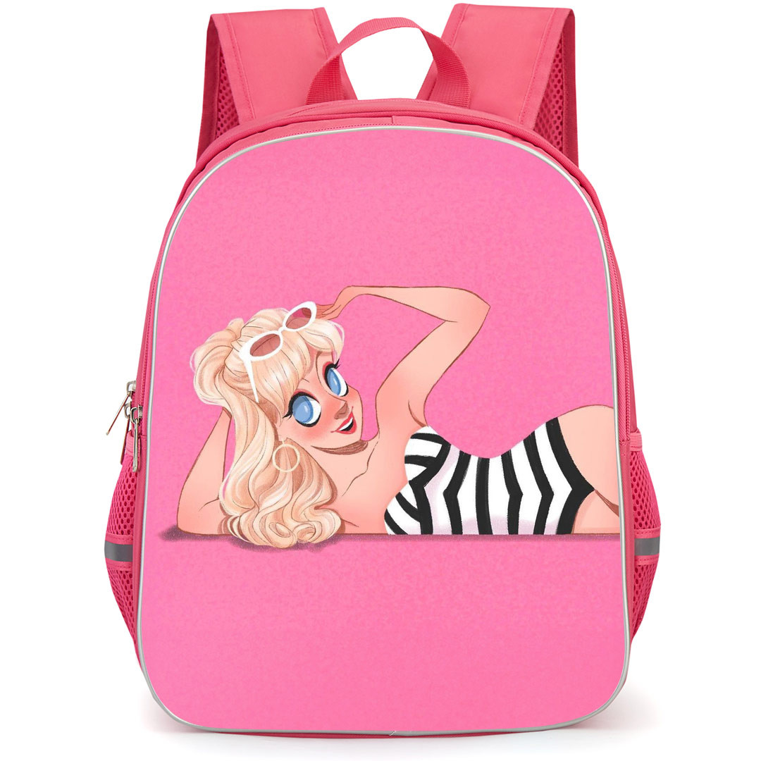 Barbie Backpack StudentPack - Barbie In Stripes Laying Down Pose Illustration